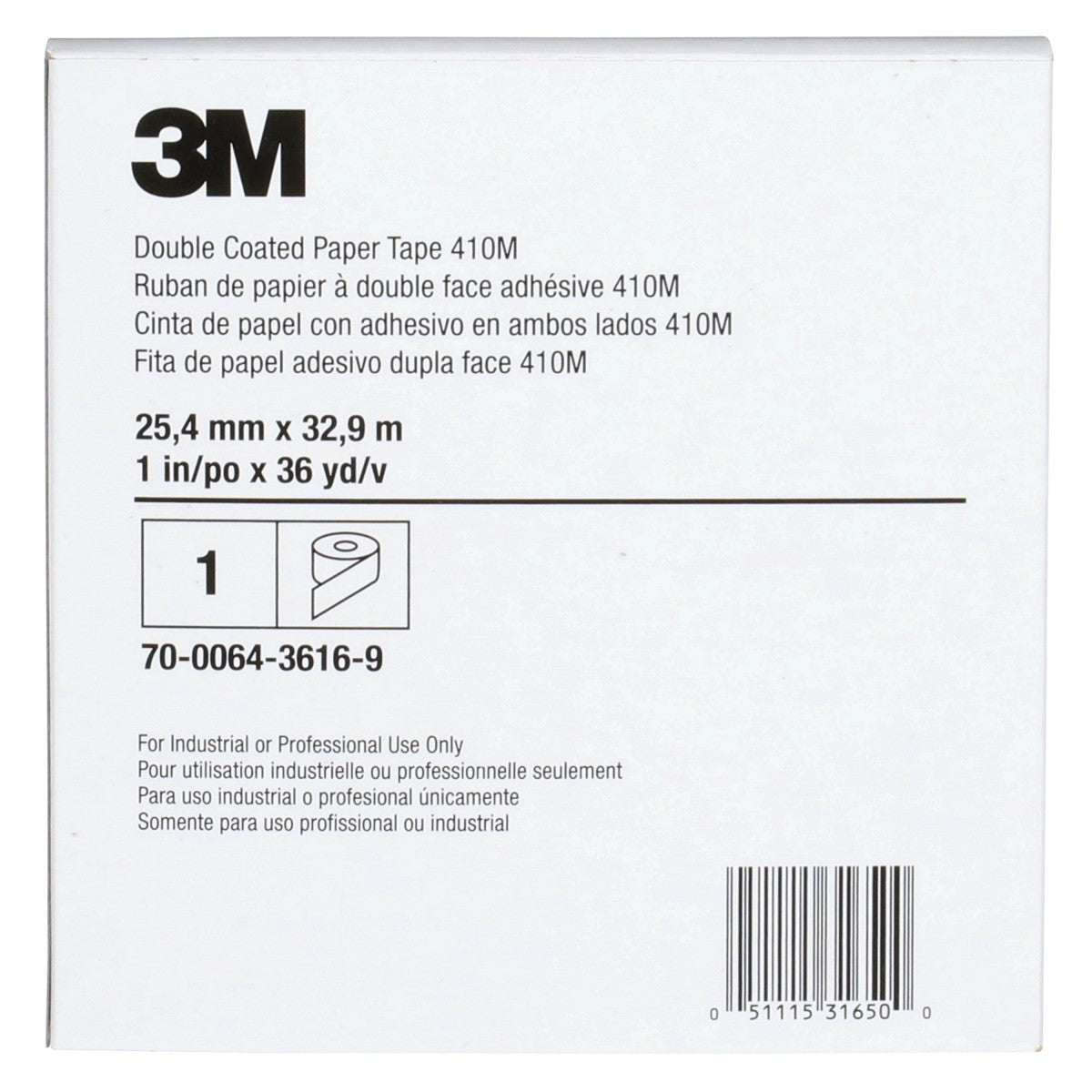 3M 410M Scotch Double Coated Paper Tape, Natural, 1 in x 36 yd, 5 mil (7000049274) (36 Pack) - 5