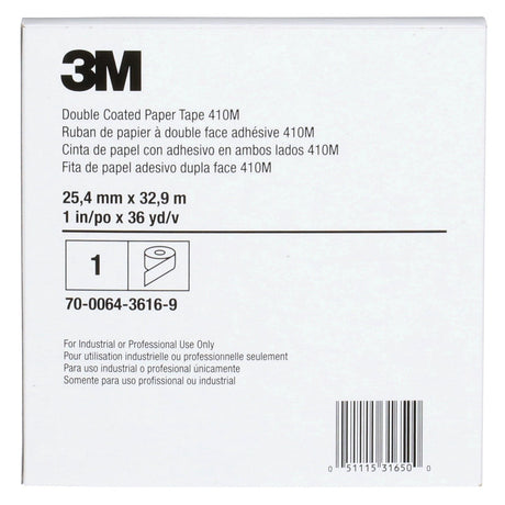 3M 410M Scotch Double Coated Paper Tape, Natural, 1 in x 36 yd, 5 mil (7000049274) (36 Pack) - 5