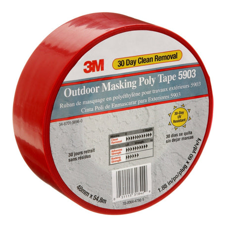 3M 5903 Outdoor Masking Poly Tape, Red, 1.88 in x 60 yd, 7.5 mil (7000049309)  - (24Pack) - 6