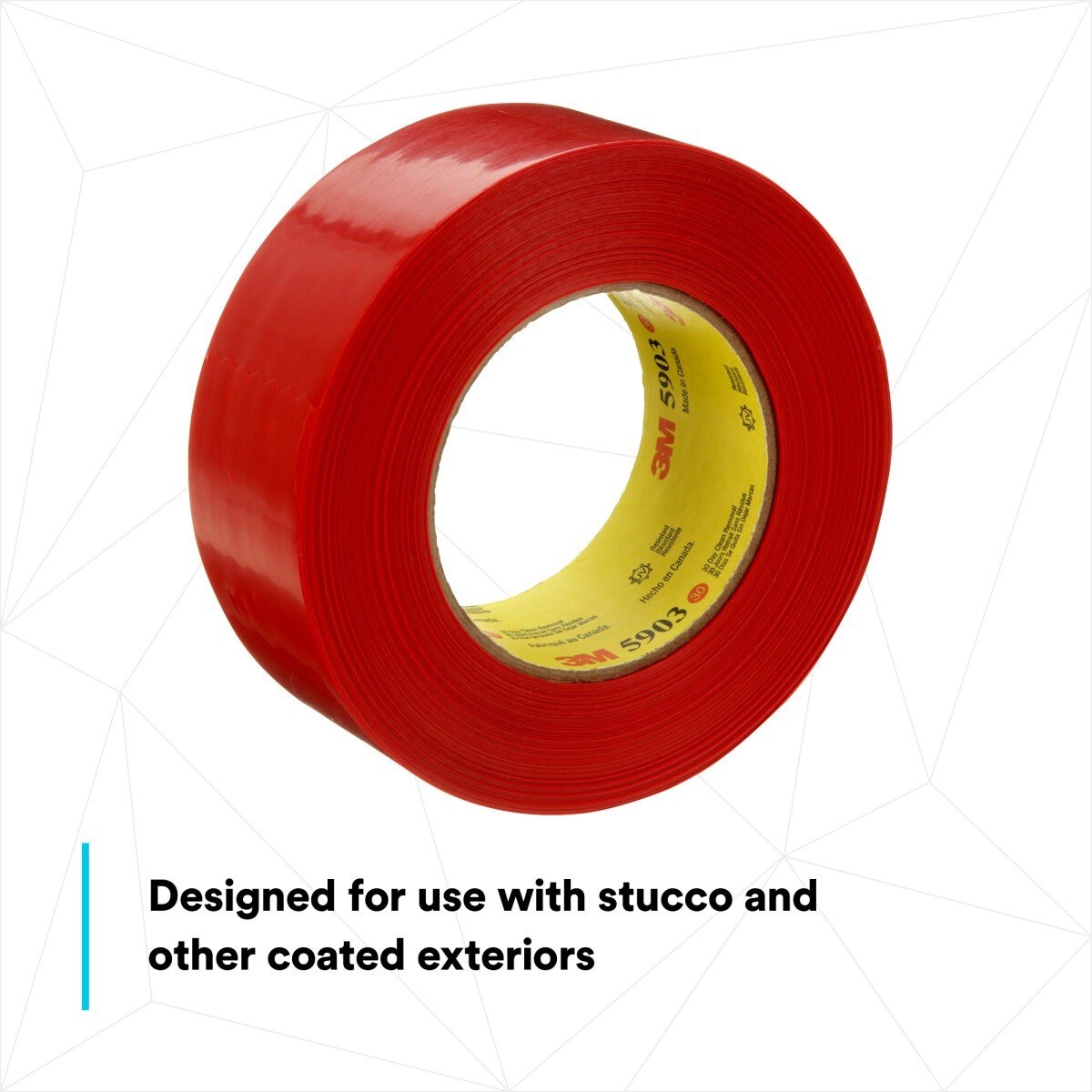 3M 5903 Outdoor Masking Poly Tape, Red, 1.88 in x 60 yd, 7.5 mil (7000049309)  - (24Pack) - 10
