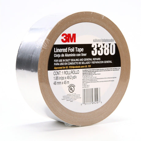 3M 3380 Aluminum Foil Tape, Silver, 48 mm x 45 m, 3.25 mil (7000049613) (24 Pack) - 5