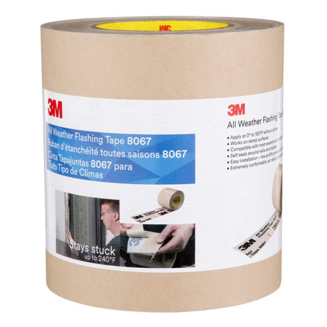3M 8067 All Weather Flashing Tape Tan, 6 in x 75 ft, Adhesive Backed Split Liner, Waterproof, Seals Doors and Windows (7000049772) - 7