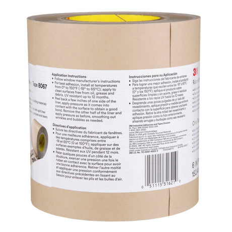 3M 8067 All Weather Flashing Tape Tan, 6 in x 75 ft, Adhesive Backed Split Liner, Waterproof, Seals Doors and Windows (7000049772) - 8