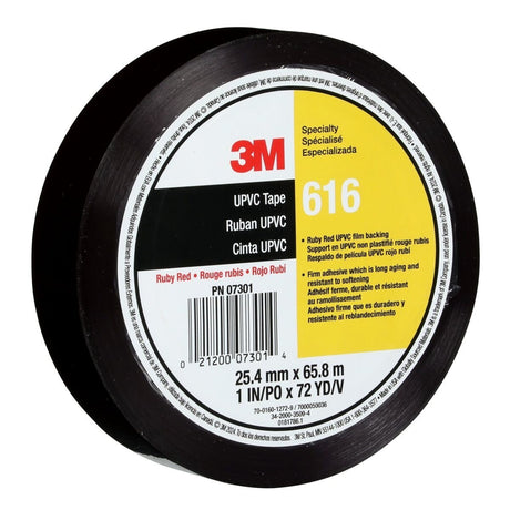 3M UPVC Lithographers Tape, Ruby Red, 1 in x 72 yd, 2.4 mil (616) (7000050036)  - (144Pack) - 3