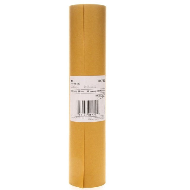 3M Scotchblok Masking Paper, Polycoated Backing, Bleed Through Resistant, Gold, 12 in x 180 ft (06732) (7000051821)  - (12Pack)