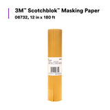 3M Scotchblok Masking Paper, Polycoated Backing, Bleed Through Resistant, Gold, 12 in x 180 ft (06732) (7000051821)  - (12Pack) - 2