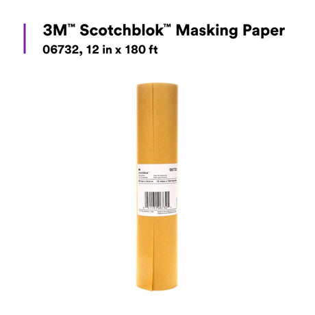 3M Scotchblok Masking Paper, Polycoated Backing, Bleed Through Resistant, Gold, 12 in x 180 ft (06732) (7000051821)  - (12Pack) - 2