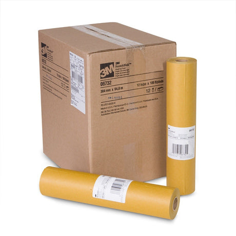 3M Scotchblok Masking Paper, Polycoated Backing, Bleed Through Resistant, Gold, 12 in x 180 ft (06732) (7000051821)  - (12Pack) - 10