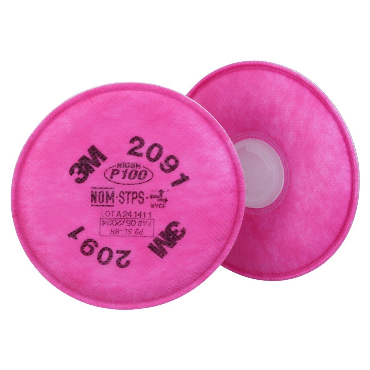 3M 2091 2091/07000 Particulate Filter P100 Bayonet, Magenta (7000051991) (100 Pack) - 2