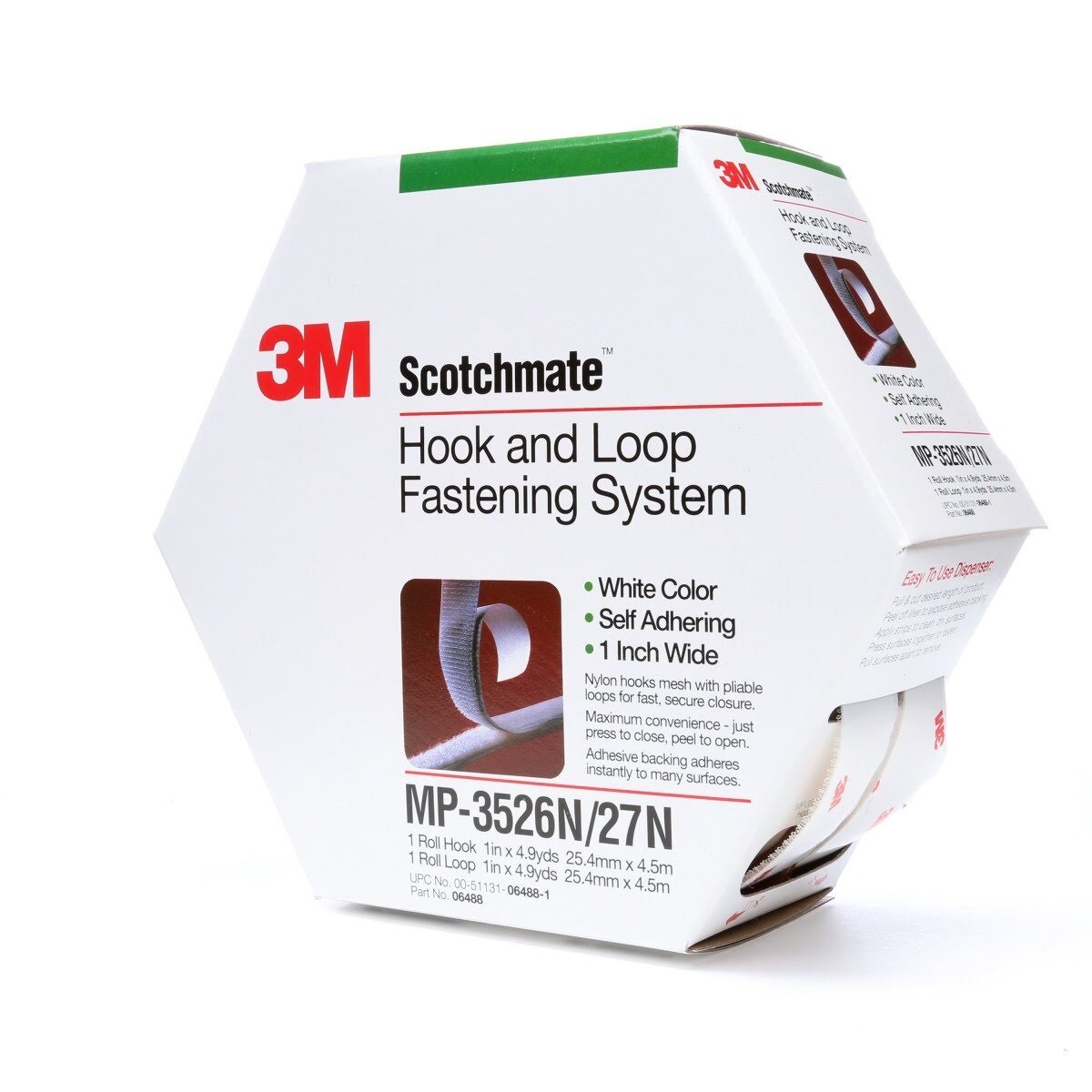 3M Scotchmate Hook and Loop Fastening System, White, 1 in x 4.9 yd (MP3526N/27N) (7000052211)  - (5Pack) - 2