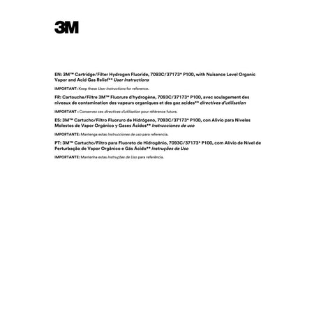 3M 7093C Hydrogen Fluoride Cartridge Filter, P100, Bayonet, Nuisance Level Organic Vapor and Acid Gas Relief (7000052600) (360 Pack) - 6