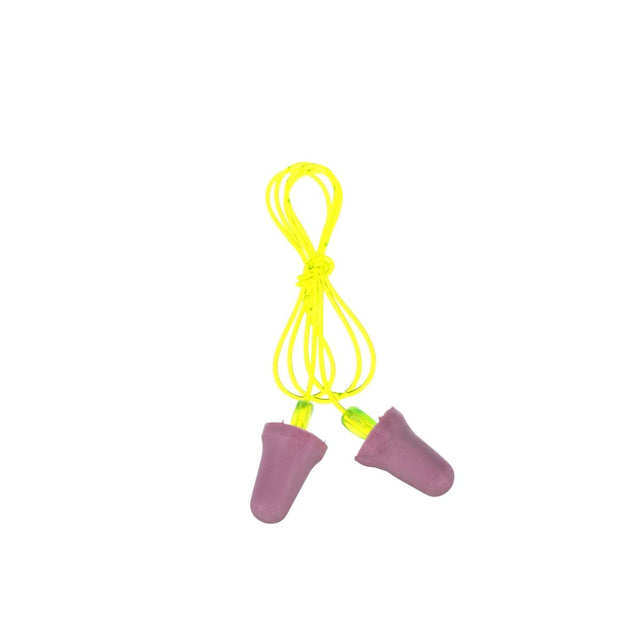 3M P2001 No-Touch Push-to-Fit Earplugs, Corded, NRR 29 dB, Purple, Yellow Vinyl Cord (7000052722) (1 Pair)  - (400Pack)