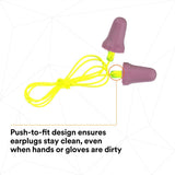 3M P2001 No-Touch Push-to-Fit Earplugs, Corded, NRR 29 dB, Purple, Yellow Vinyl Cord (7000052722) (1 Pair)  - (400Pack) - 7