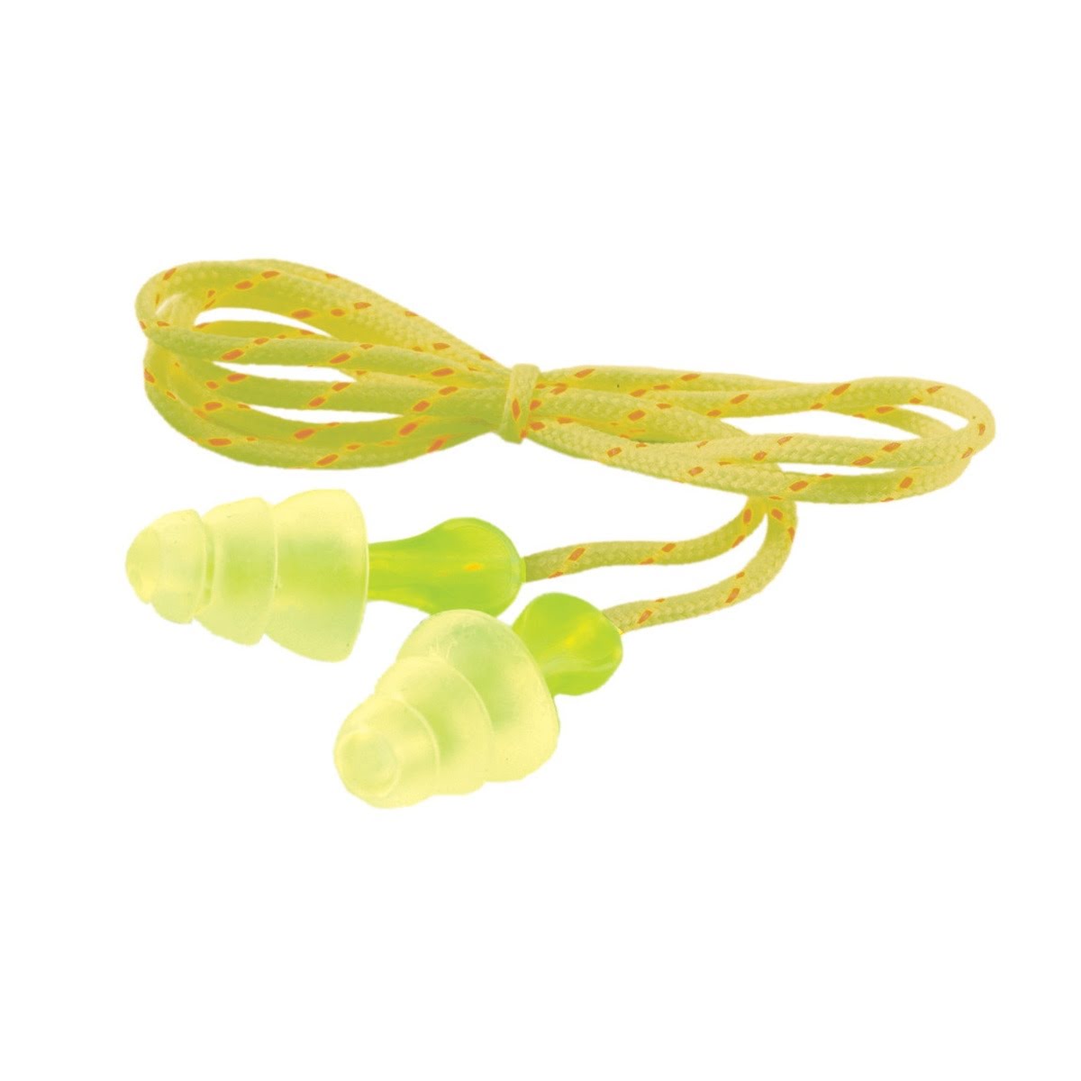 3M P3001 Tri-Flange Earplugs, Cloth Corded, NRR 26 dB, Transparent, Yellow Cord (7000052724) (400 Pack)