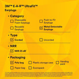 3M 340-4017 E-A-R UltraFit Earplugs, Metal Detectable, Corded, Econopack (7000052725) (2000 Pack) - 10