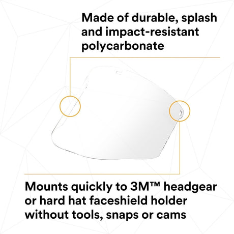 3M 82600-00000 WCP96 Total Performance Polycarbonate Clear Faceshield Window (7000052753)  - (10Pack) - 5