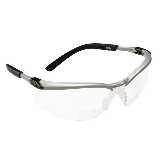 3M BX Reader Safety Glasses with +2.0 Diopter, ANSI Z87, Anti-Fog Anti-Scratch Clear Lens, Silver Frame, Adjustable Temples and Lens Angle (11375-00000-20) (7000052794) (1 Pair)  - (20Pack)