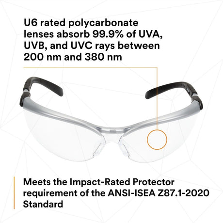 3M 11380-00000-20 BX Protective Eyewear, Clear Anti-Fog Lens, Silver/Black Frame (7000052795)  - (20Pack) - 10