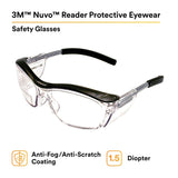 3M 11434-00000-20 Safety Glasses with Readers, Nuvo Protective Eyewear, +1.5 Diopter, Clear Lens, Retro Gray Frame, Soft Nose Bridge, Side Shields, ANSI Z87.1 (7000052797)  - (20Pack) - 5
