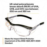3M 11434-00000-20 Safety Glasses with Readers, Nuvo Protective Eyewear, +1.5 Diopter, Clear Lens, Retro Gray Frame, Soft Nose Bridge, Side Shields, ANSI Z87.1 (7000052797)  - (20Pack) - 8