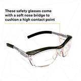 3M 11434-00000-20 Safety Glasses with Readers, Nuvo Protective Eyewear, +1.5 Diopter, Clear Lens, Retro Gray Frame, Soft Nose Bridge, Side Shields, ANSI Z87.1 (7000052797)  - (20Pack) - 9