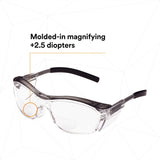 3M 11436-00000-20 Nuvo +2.5 Reader Safety Glasses, Gray Frame, Clear Lens, ANSI Z87.1 (7000052799)  - (20Pack) - 3