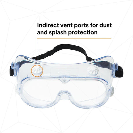 3M 40660-00000-10 Safety Splash Goggle 334 Clear Lens (7000052836)  - (10Pack) - 3
