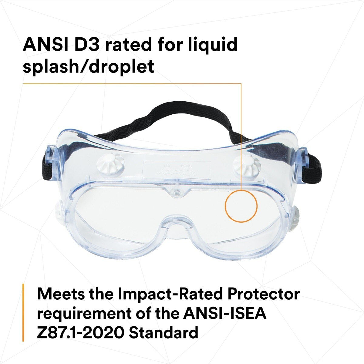 3M 40660-00000-10 Safety Splash Goggle 334 Clear Lens (7000052836)  - (10Pack) - 5