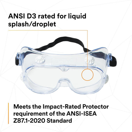 3M 40660-00000-10 Safety Splash Goggle 334 Clear Lens (7000052836)  - (10Pack) - 5