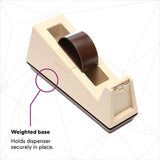 3M C25 Scotch Heavy Duty Tape Dispenser, Weighted Base, Rubber Base, 3 in Core, Holds Tape Up to 1 in Wide, Putty Beige (7000056837)  - (3Pack) - 6