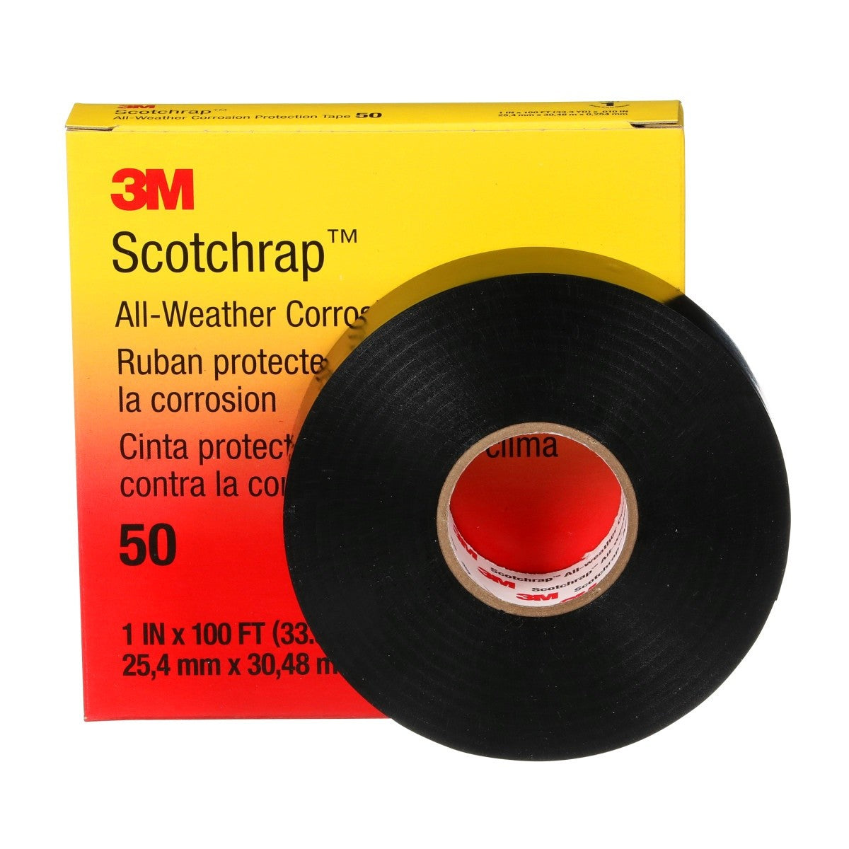 3M 50UP-1X100FT Vinyl Corrosion Protection Tape 50, Unprinted, Black, 1 in x 100 ft (7000057501)  - (10Pack) - 5
