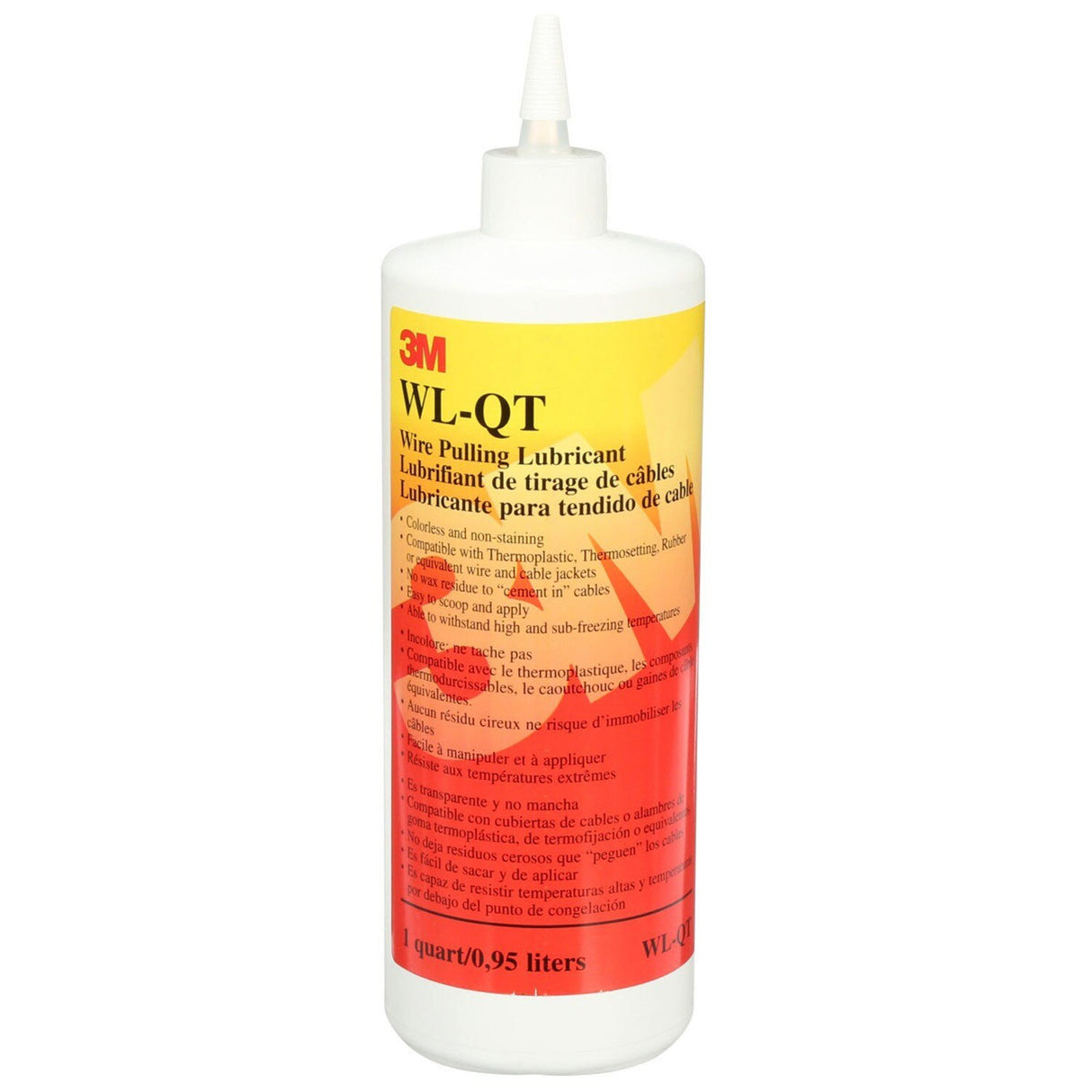 3M Wire Pulling Lubricant Gel, Translucent White, 1 qt (WL-QT) (7000058273)  - (12Pack)