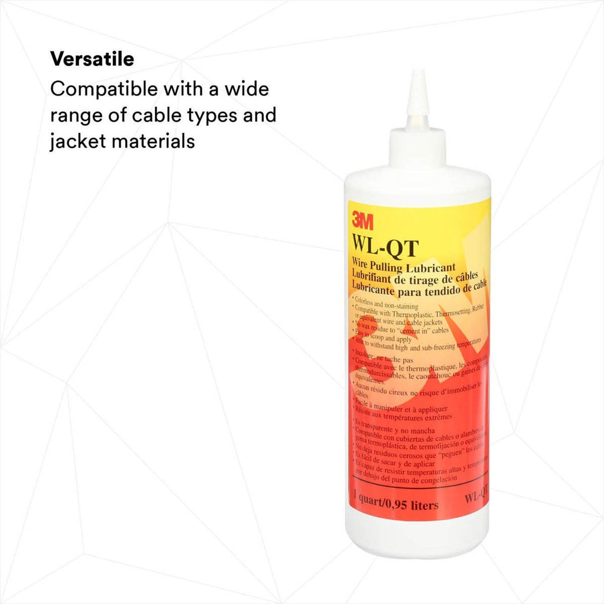 3M Wire Pulling Lubricant Gel, Translucent White, 1 qt (WL-QT) (7000058273)  - (12Pack) - 4
