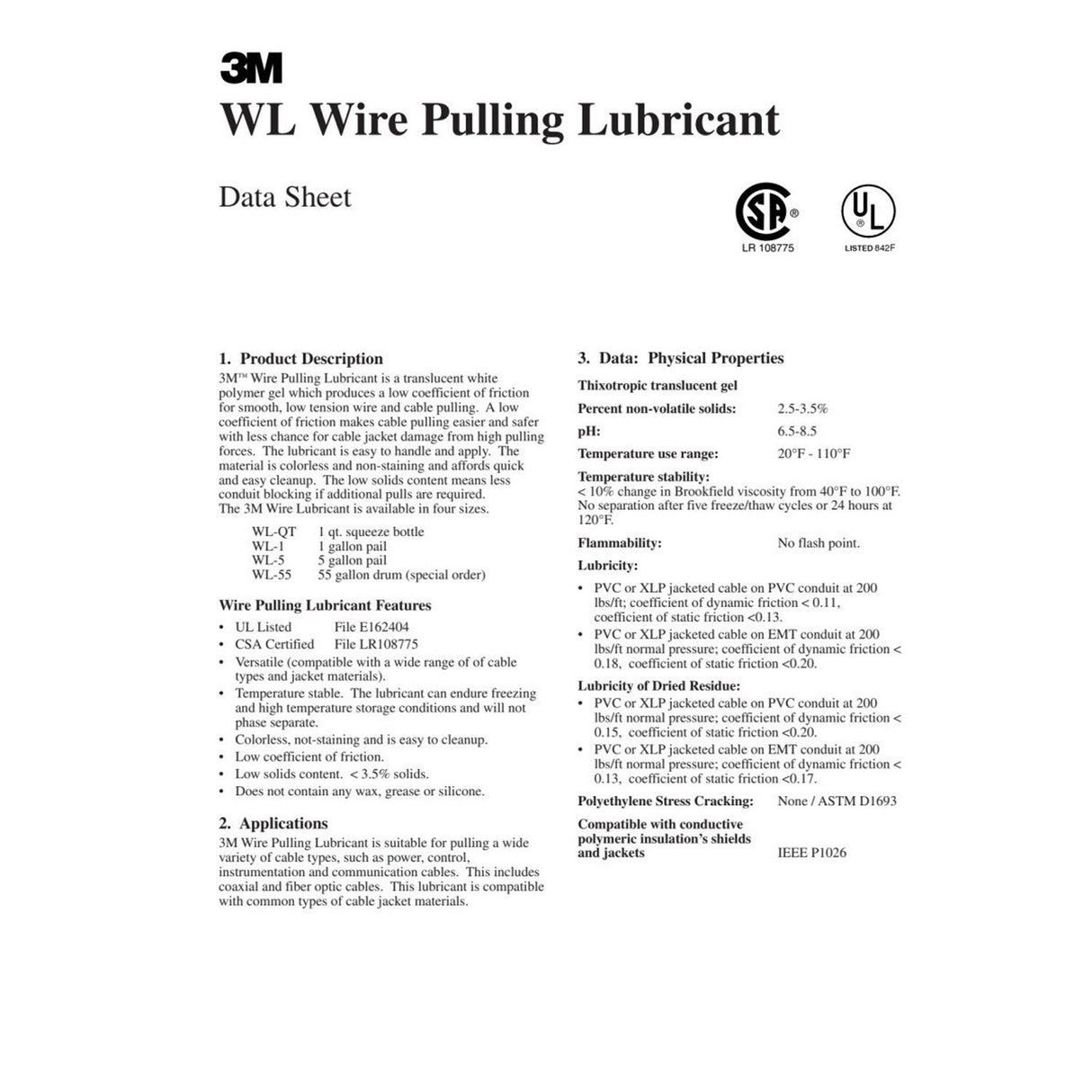 3M Wire Pulling Lubricant Gel, Translucent White, 1 qt (WL-QT) (7000058273)  - (12Pack) - 10