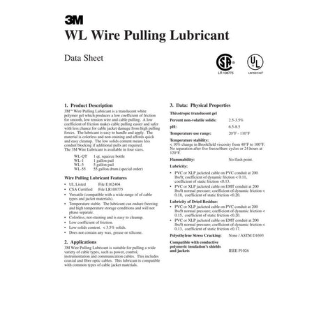 3M Wire Pulling Lubricant Gel, Translucent White, 1 qt (WL-QT) (7000058273)  - (12Pack) - 10