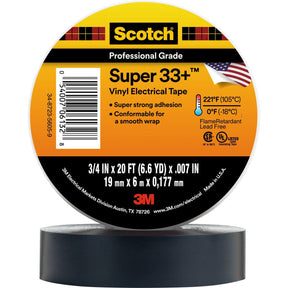 3M 33+-3/4X20FT-1 Scotch Super 33+ Vinyl Electrical Tape, Black, 3/4 in x 20 ft (7000058432) (100 Pack)