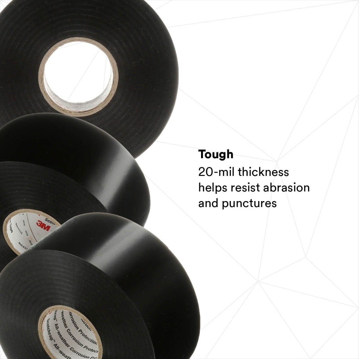 3M 51UP-4X100FT Vinyl Corrosion Protection Tape 51, Unprinted, Black, PVC Backing, Rubber Adhesive, 4 in x 100 ft (7000058493) (4 Pack) - 6