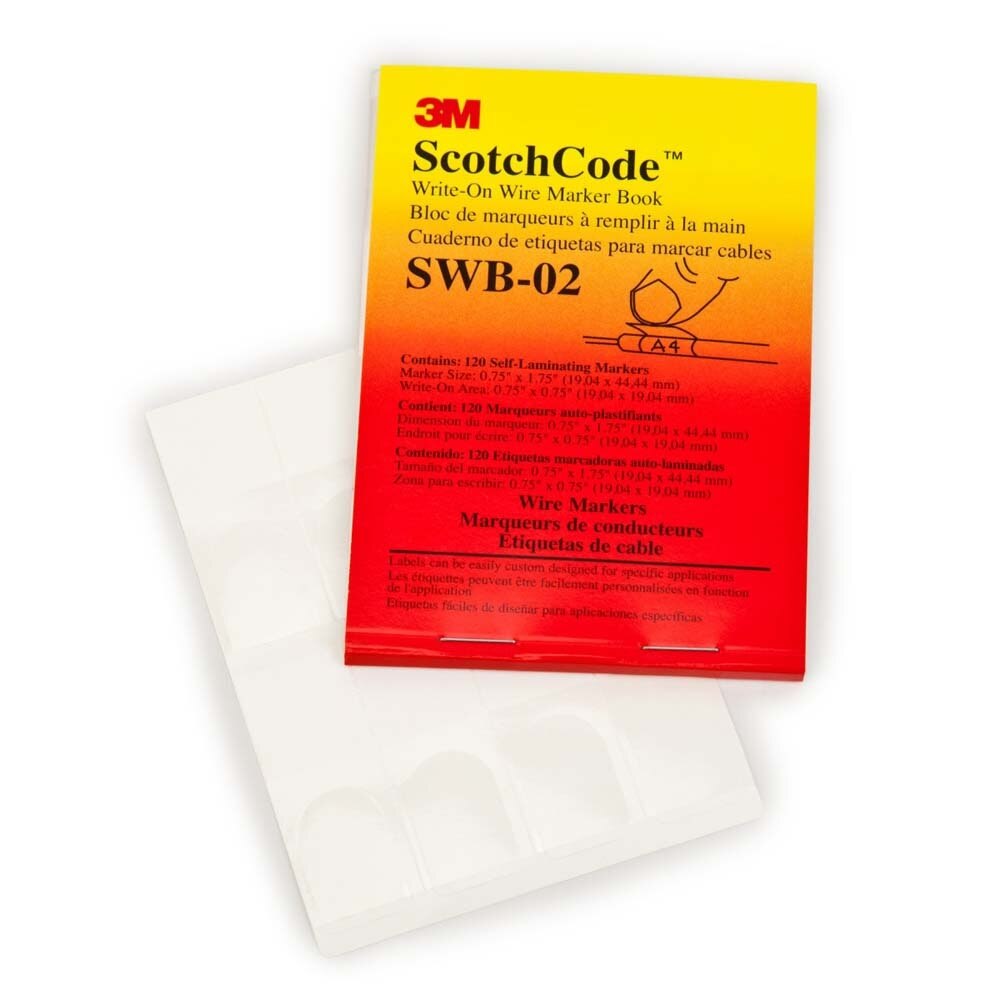 3M SWB-2 Scotchcode Write-On Wire Marker Book SWB-02, 0.75 in x 1.75 in, .75" x 1.75" (7000058801)  - (5Pack)