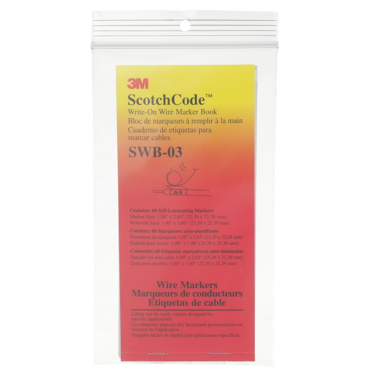 3M SWB-3 Write-On Wire Marker Book Self Laminating Markers White 1 in x 2-27/32 in (7000058802)  - (5Pack)