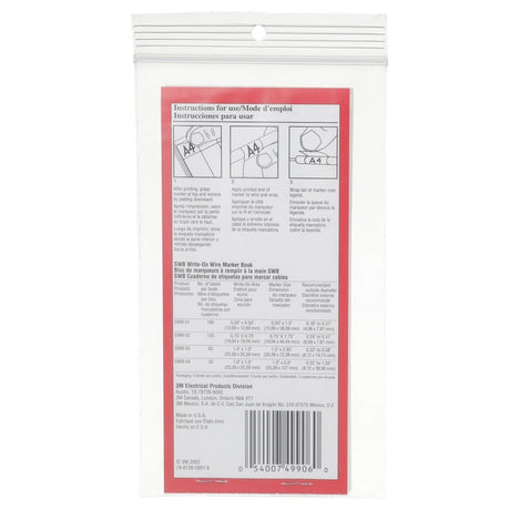 3M SWB-3 Write-On Wire Marker Book Self Laminating Markers White 1 in x 2-27/32 in (7000058802)  - (5Pack) - 2