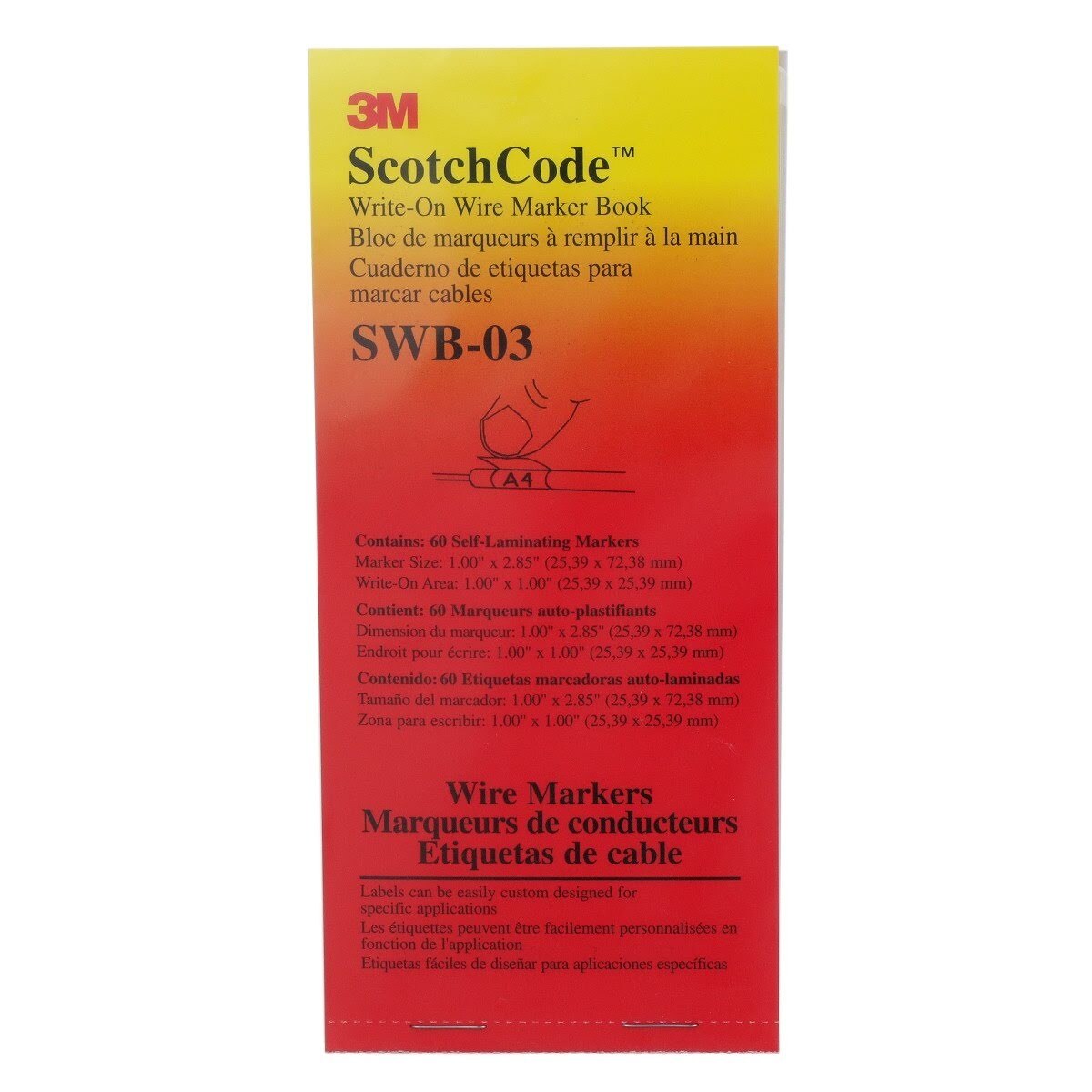 3M SWB-3 Write-On Wire Marker Book Self Laminating Markers White 1 in x 2-27/32 in (7000058802)  - (5Pack) - 3