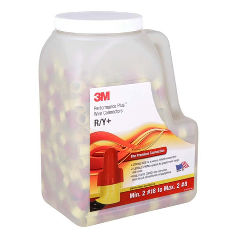 3M R/Y+JUG Performance Plus Wire Connector Red/Yellow Flexible Steel Spring Connectors Copper CSA Certified UL Listed Jug 22-8 AWG (7000058824) (4000 Pack) - 7