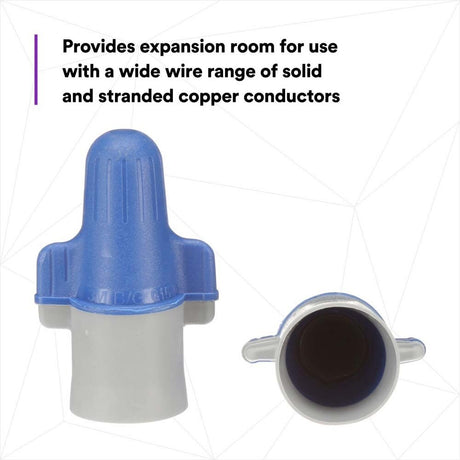 3M B/G+JUG Performance Plus Wire Connector, BG+JUG, Blue/Gray, Flexible Steel Spring Connectors, Copper, CSA Certified, UL Listed, Jug, 14-6 AWG (7000058825) (250 Pack) - 3