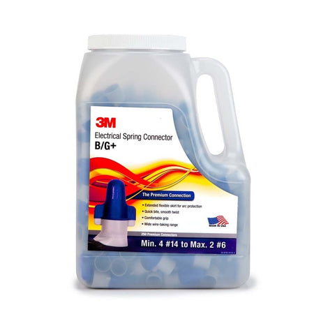3M B/G+JUG Performance Plus Wire Connector, BG+JUG, Blue/Gray, Flexible Steel Spring Connectors, Copper, CSA Certified, UL Listed, Jug, 14-6 AWG (7000058825) (2000 Pack) - 7