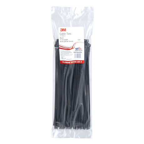 3M CT11BK50-C Cable Tie, Nylon 6/6, Black, 11 in, 50 lb Tensile Strength, Curved Tip (7000058850) (1000 Pack) - 4