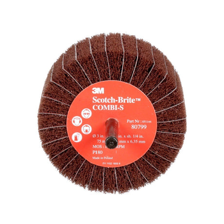 3M 80799 Scotch-Brite Combi-S Wheel, 3 in x 1-3/4 in 1/4 in Shank P180 X-weight (7000077964) (10 Pack)