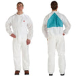 3M 4520CS-BLK-XL Disposable Protective Coverall, White with Green Back Panel, Size XL, Two-way Zipper, Collared, SMS Based (7000088934) (25 Pack)