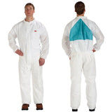 3M 4520CS-BLK-XL Disposable Protective Coverall, White with Green Back Panel, Size XL, Two-way Zipper, Collared, SMS Based (7000088934) (25 Pack)