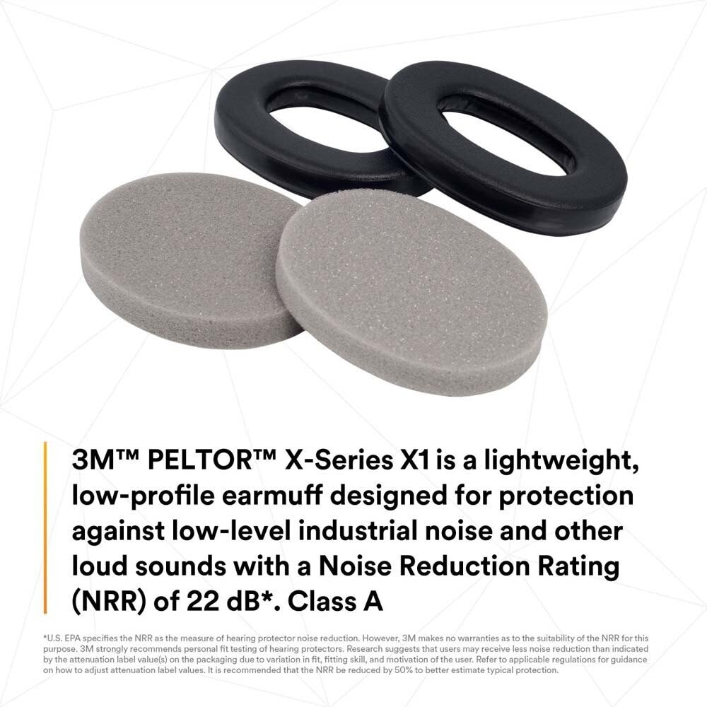3M HYX1 PELOR X1 Ear Muffs Replacement Cushions and Liners Designed Only for PELTOR X1 Series Over-the-Head Ear Muffs X1A or Hard Hat Attachment X1P3E, Noise Protection, 1 Pair/Pack (7000104045)  - (10Pack) - 4