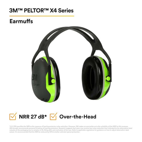3M X4A PELTOR X4 Earmuffs /37273(AAD), Over-the-Head (7000104073)  - (10Pack) - 3